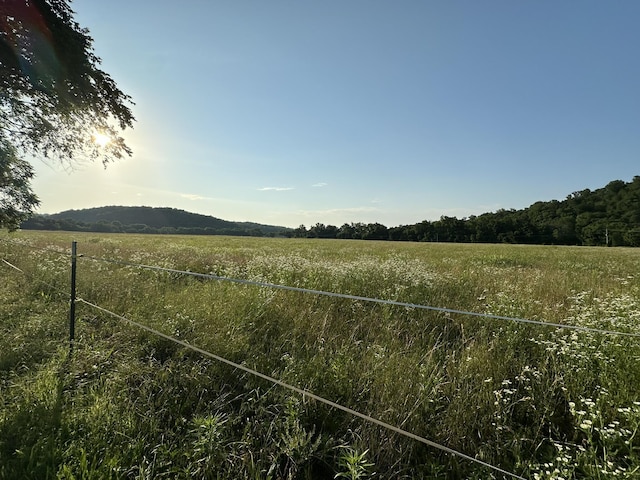 view of yard with fence and a rural view