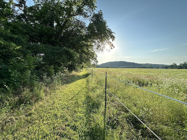 view of yard with a rural view and fence