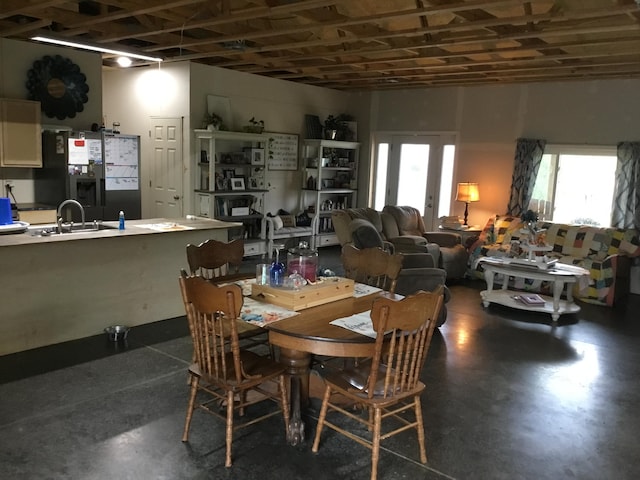 dining area featuring sink