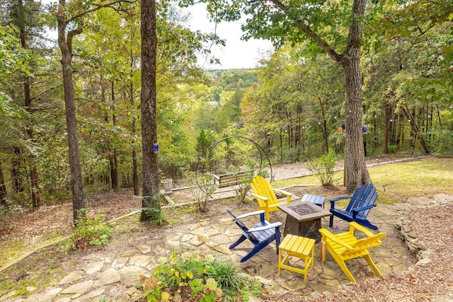 view of patio featuring an outdoor fire pit