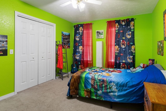 160 Mary Ln, Kirbyville, MO 65679 - carpeted bedroom featuring baseboards, a closet, and ceiling fan