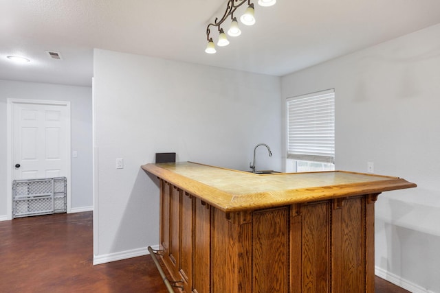 160 Mary Ln, Kirbyville, MO 65679 - bar with concrete flooring, baseboards, a sink, and visible vents