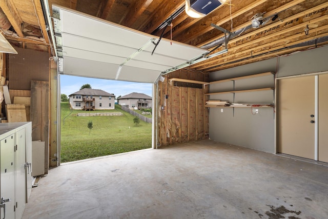 garage with a garage door opener