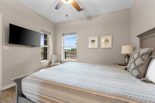 bedroom featuring ceiling fan