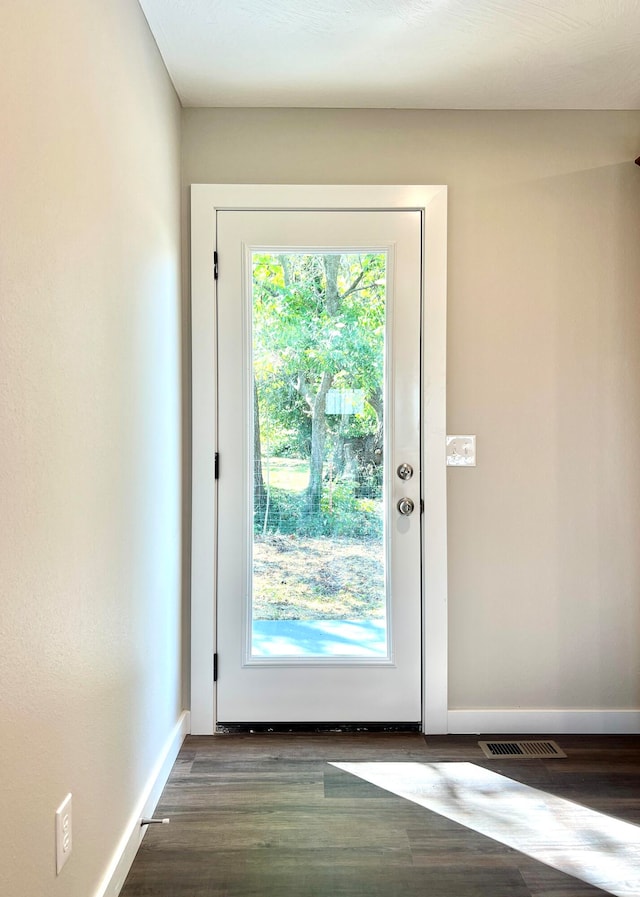 entryway with dark hardwood / wood-style floors