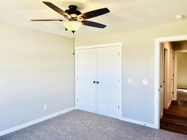 502 James, Billings, MO 65610 - unfurnished bedroom featuring carpet, a closet, a ceiling fan, and baseboards