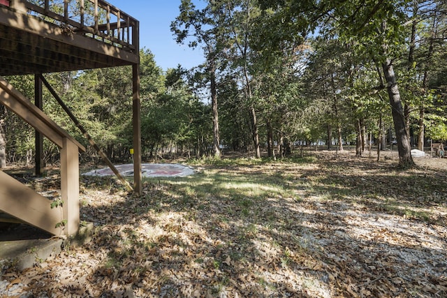 view of yard with a wooden deck