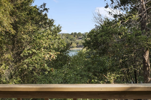 water view featuring a wooded view