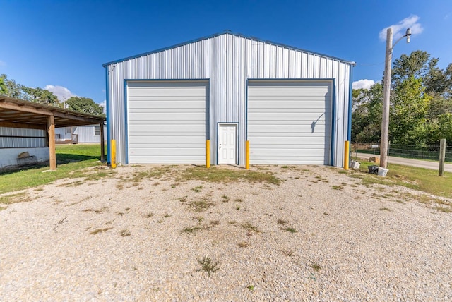 view of detached garage