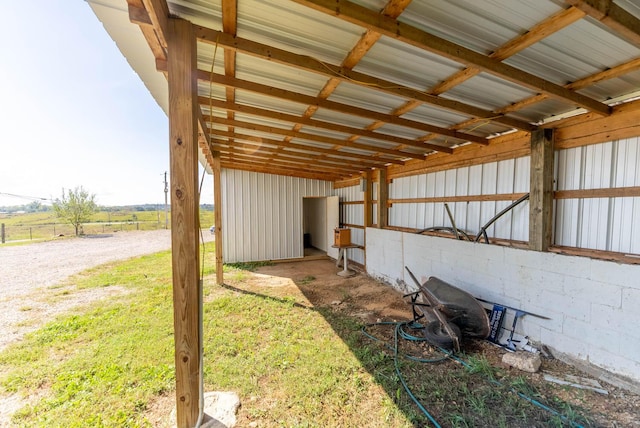 view of yard with an outdoor structure and an exterior structure