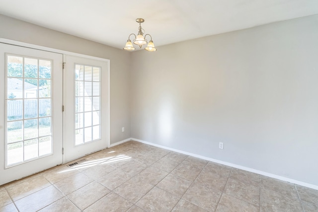 interior space with a notable chandelier