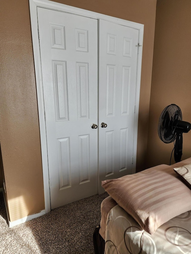 carpeted bedroom featuring a closet