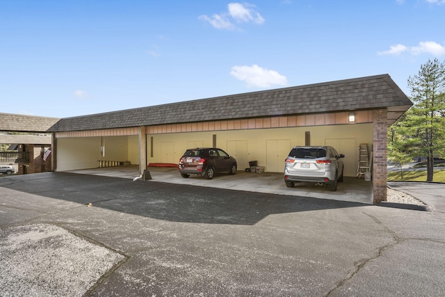view of covered parking lot