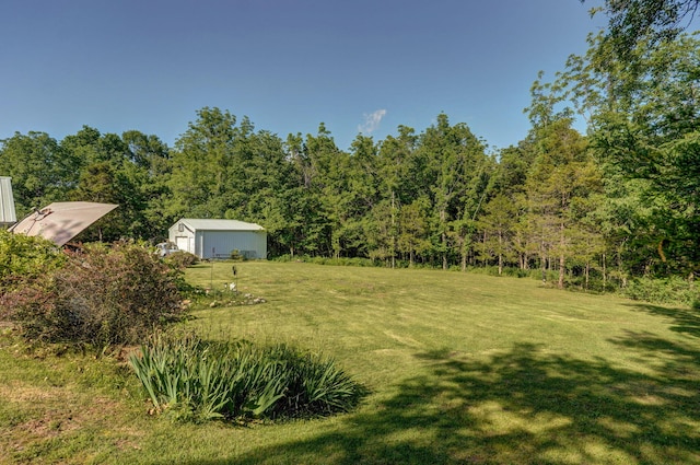 view of yard featuring an outdoor structure