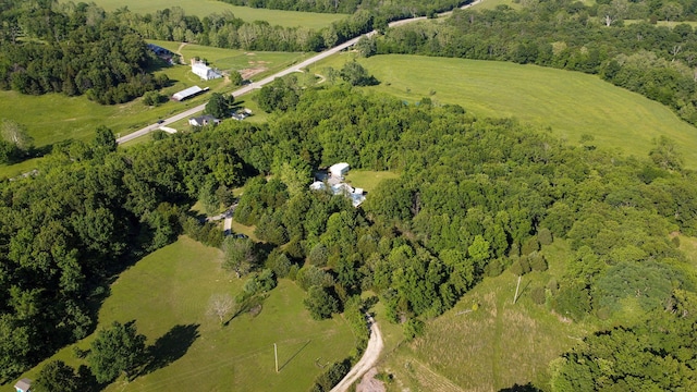 birds eye view of property featuring a rural view