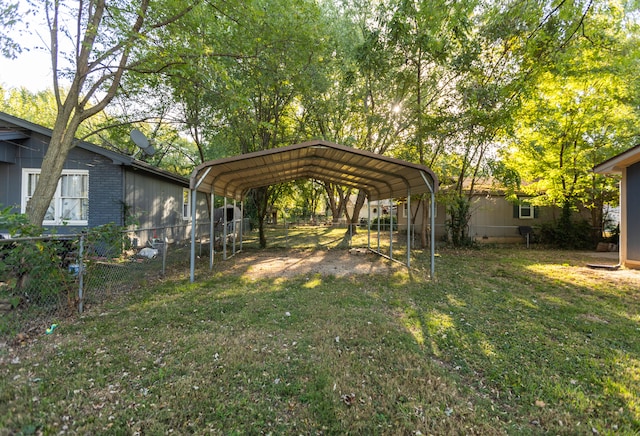 view of yard featuring a carport