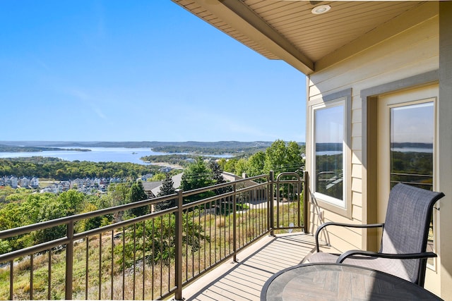 balcony with a water view