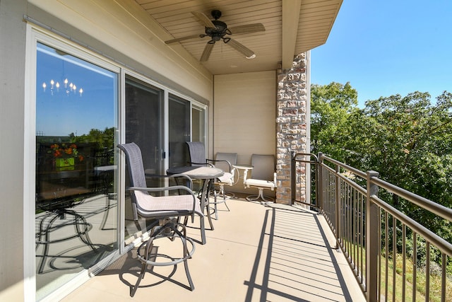 balcony with ceiling fan