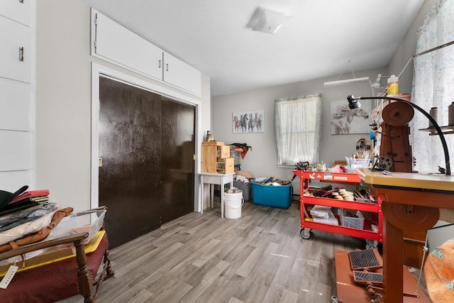 miscellaneous room featuring light wood-style flooring