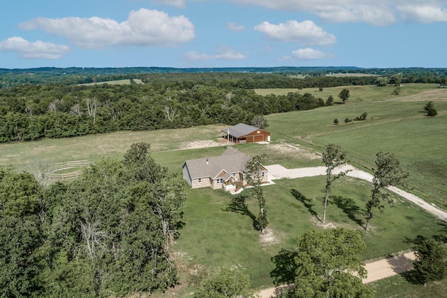 drone / aerial view featuring a rural view