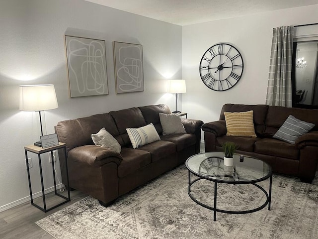 living room with light hardwood / wood-style floors