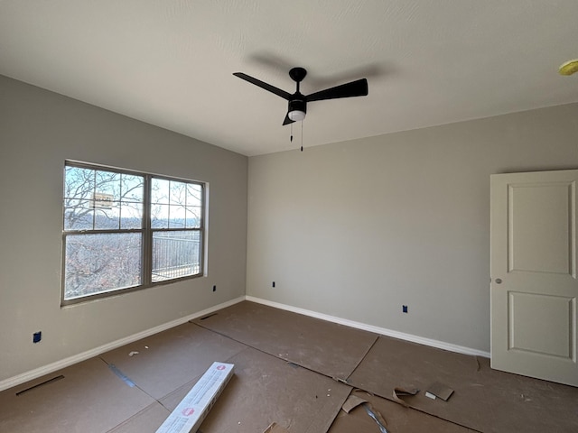 spare room featuring ceiling fan