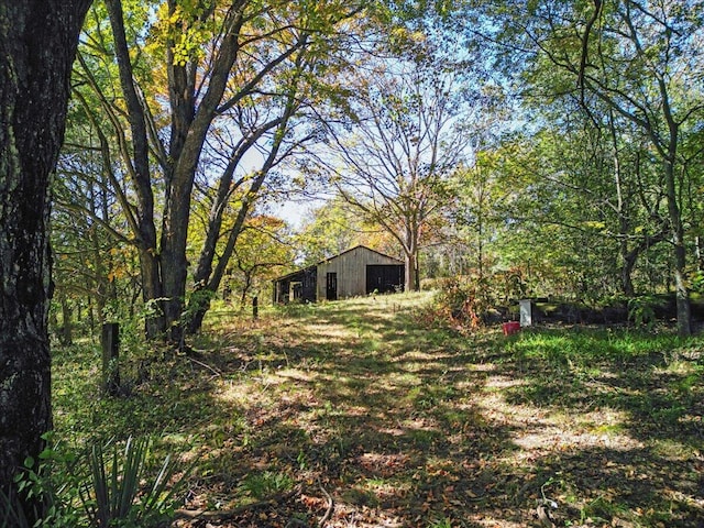 view of yard with an outdoor structure