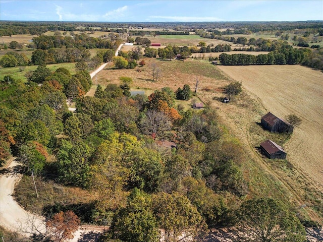 aerial view featuring a rural view