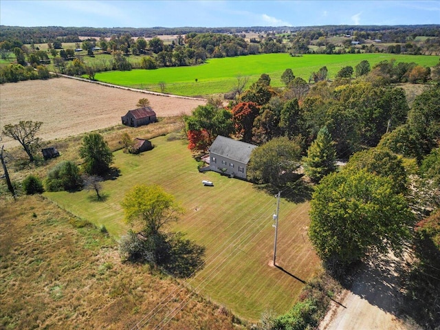 aerial view with a rural view