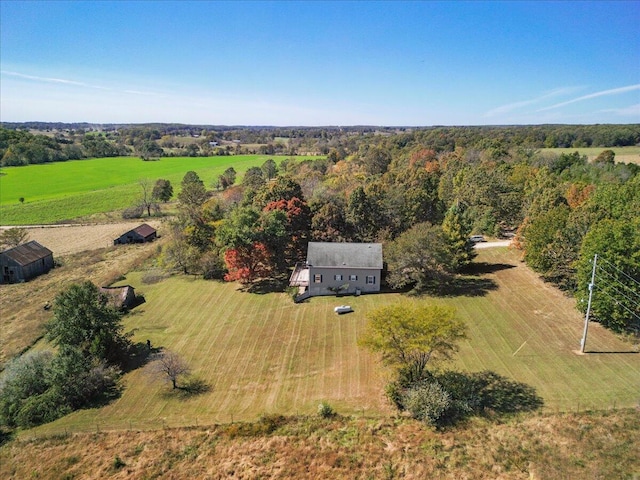 birds eye view of property featuring a rural view