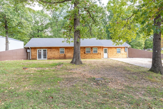 back of house with french doors