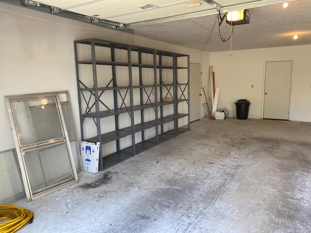 garage with a garage door opener