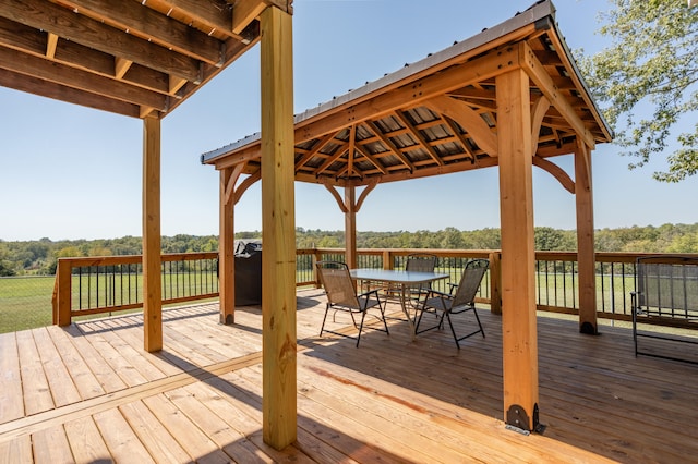 wooden deck with a gazebo