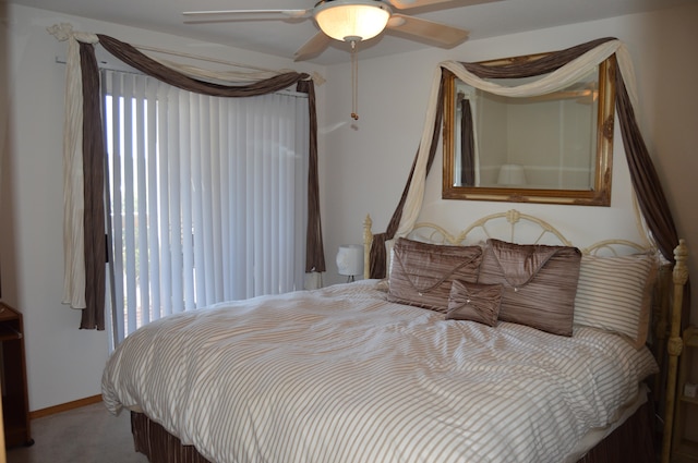 bedroom featuring ceiling fan