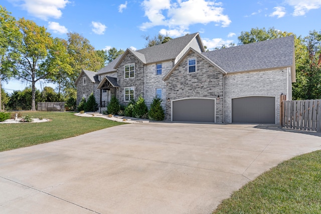 view of front of home featuring a garage and a front yard