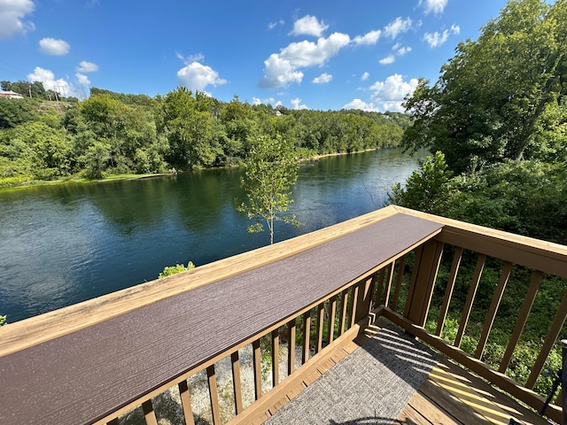 deck with a water view