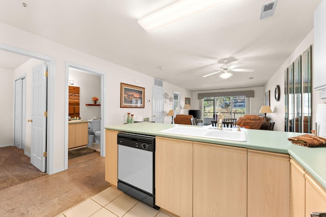34 Golfshores Dr Unit 8, Branson, MO 65616 - kitchen with a sink, open floor plan, light brown cabinetry, dishwasher, and light countertops