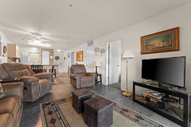 34 Golfshores Dr Unit 8, Branson, MO 65616 - living room with visible vents and ceiling fan