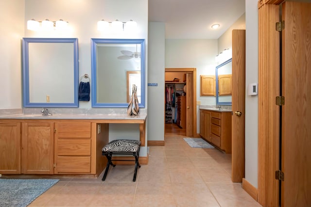 bathroom with vanity and tile patterned floors