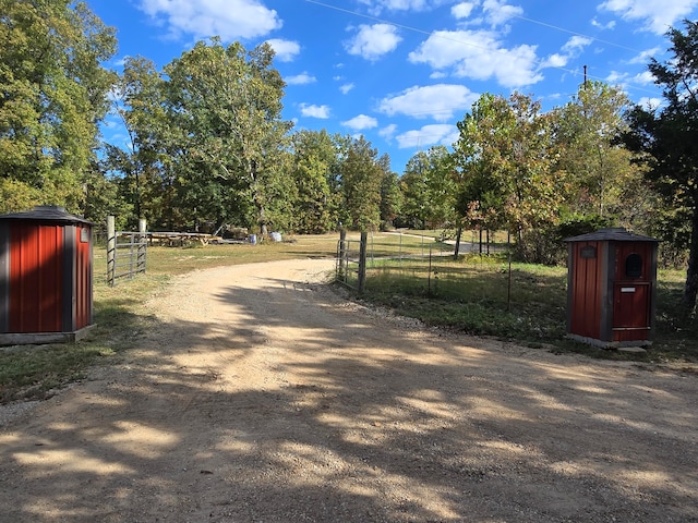 view of street with a rural view