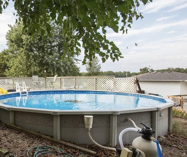 view of pool with a fenced in pool