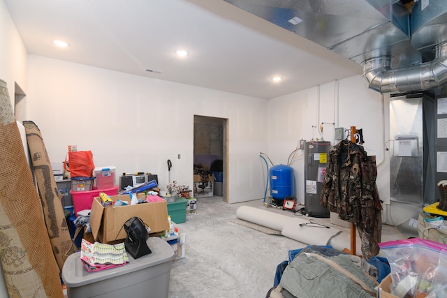 basement with electric water heater