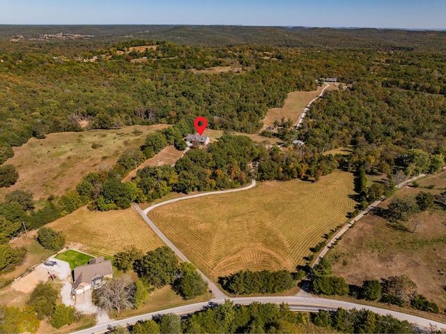 aerial view featuring a rural view