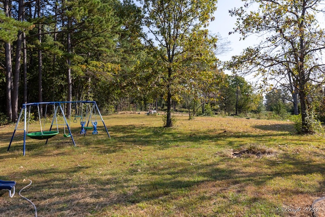 view of yard with a playground