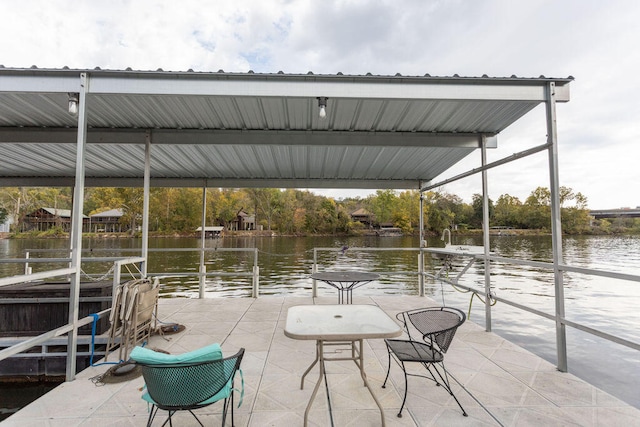 view of dock featuring a water view