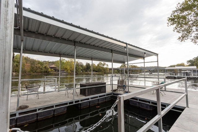 view of dock featuring a water view