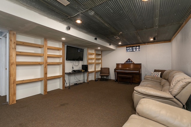 living room featuring carpet flooring