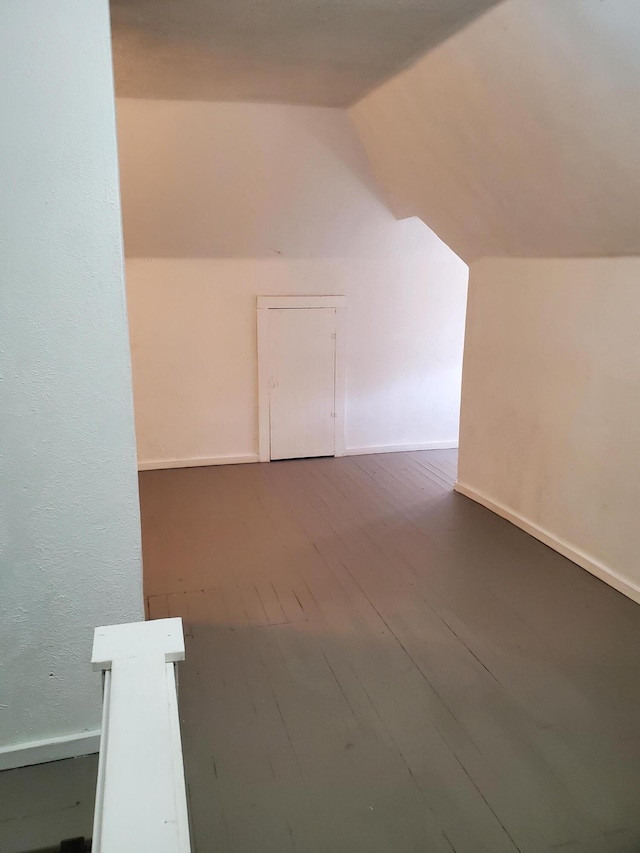 additional living space featuring wood-type flooring and vaulted ceiling