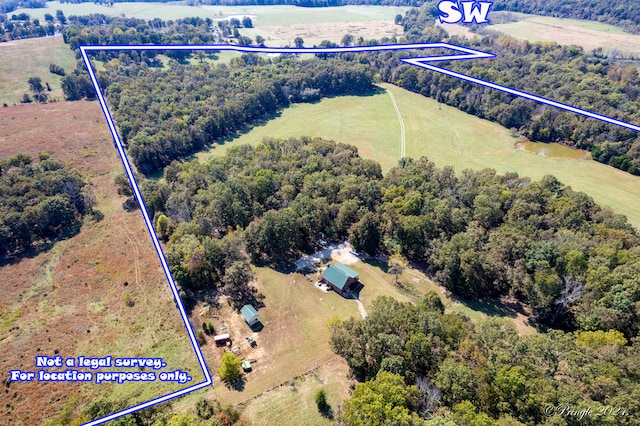 bird's eye view featuring a rural view