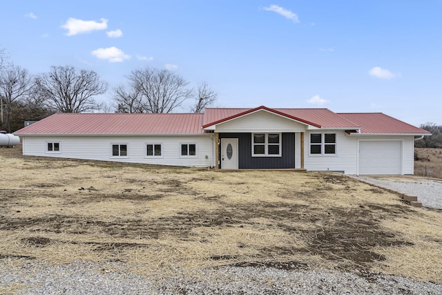 single story home with a garage